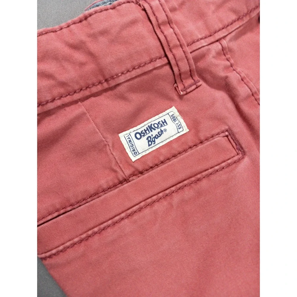 OshKosh Bgosh Boys Salmon‎ Pink Coral Chino Shorts Adjustable Waist Size 10